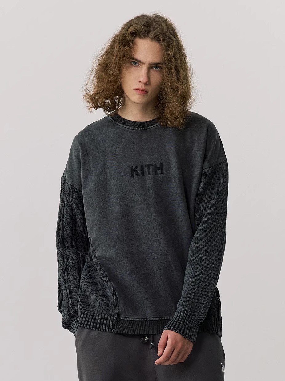Kith Sweater Knit - Thickened Washed Knitted Sweater round Neck