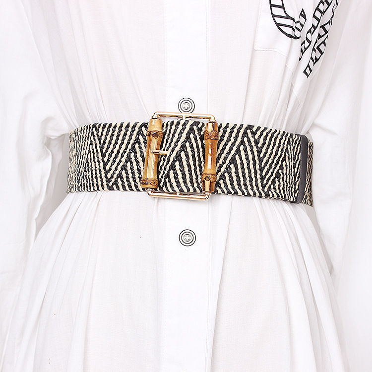 New Elastic Weaving Women's Be - Off White Belt 评论和价格