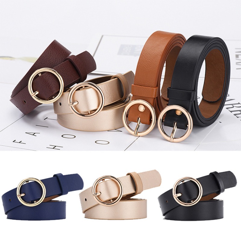Women's Belt Round Buckle Belt - Off White Belt 评论和价格