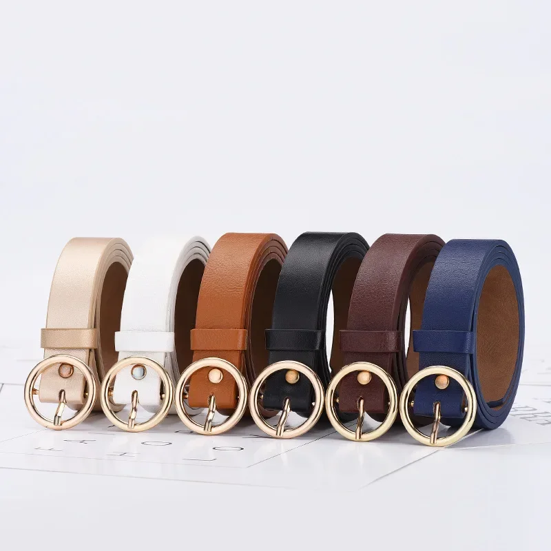 Women's Belt Round Buckle Belt - Off White Belt 评论和价格