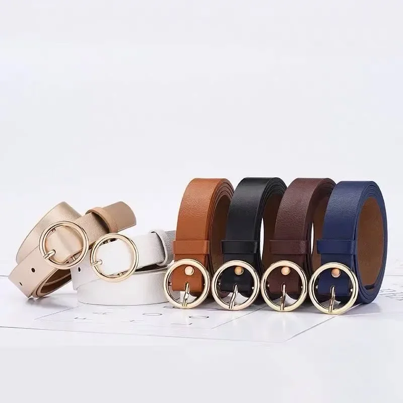 Women's Belt Round Buckle Belt - Off White Belt 评论和价格