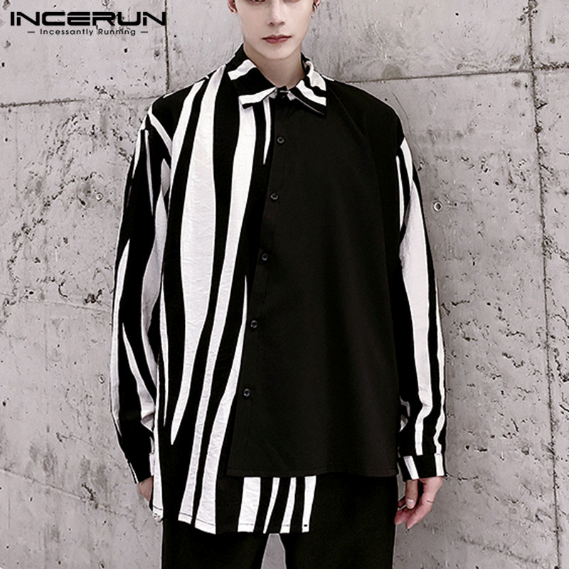 2026 Men Striped Patchwork Shi - Streetwear Brands 2026 评论和价格