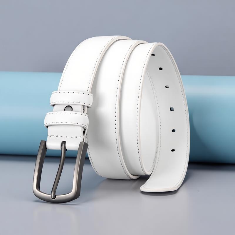 Men's Formal Belt, Solid White - Off White Belt 评论和价格