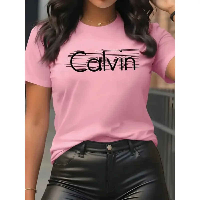 Calvin Women's T-Shirt Leisure - Streetwear Brand Tees 评论和价格