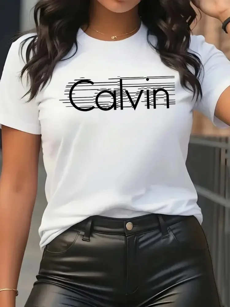 Calvin Women's T-Shirt Leisure - Streetwear Brand Tees 评论和价格